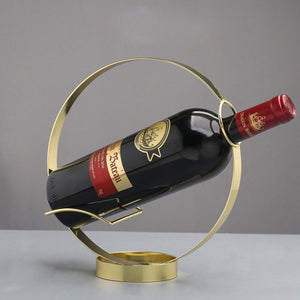 2TRIDENTS Handheld Standing Wine Bottle Rack - Kitchen Bar Accessories Home Decor Bar Supplies (Gold)