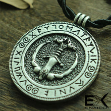 Load image into Gallery viewer, ENXICO Viking Ship Amulet Pendant Necklace with Rune Circle ? Silver Color ? Nordic Scandinavian Viking Jewelry