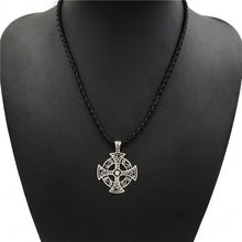 Load image into Gallery viewer, GUNGNEER Stainless Steel Triquetra Celtic Cross Ring Pendant Necklace Jewelry Set Men Women