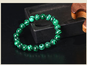 HoliStone Green Malachite Crystal Beads Bracelet ? Anxiety Stress Relief Yoga Beads Bracelets Chakra Healing Crystal Bracelet for Women and Men