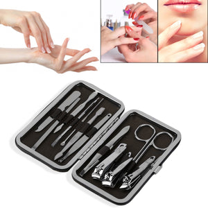 2TRIDENTS Set of 12 Pcs Stainless Steel Pedicure Care Tool Kit Professional Nail Care Kit Set with Portable Travel Case Box
