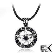 Load image into Gallery viewer, ENXICO Pentacle Amulet Pendant Necklace with Black Stone ? 316L Stainless Steel ? Wicca Pagan Witchcraft Jewelry