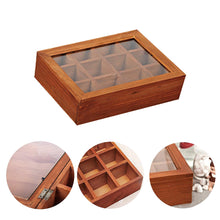 Load image into Gallery viewer, 2TRIDENTS 12 Adjustable Chest Compartments Wooden Multifunctional Storage Box with Glass - Organizer Tray for Crafts,Flowers, Plants, Jewelry and More
