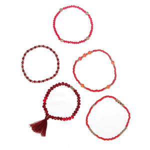 HoliStone Multi Layer Natural Red Crystal Stone Bead Bracelet, Elastic Bohemian Multilayer Bangle
