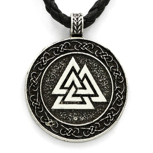 ENXICO Odin's Symbol Valknut Pendant Necklace with Celtic Knot Circle Surrounding ? Silver Color ? Irish Celtic Jewelry
