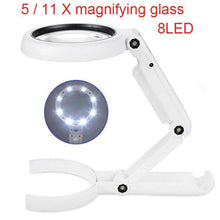 Load image into Gallery viewer, 2TRIDENTS 5/11X Magnifying Glass with Light - Hand Free - Ideal for Reading, Jewlery, Coins, Craft &amp; Hobbies