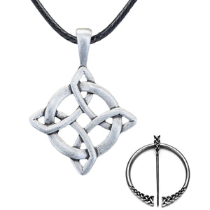 GUNGNEER Celtic Irish Trinity Knot Hair Pin Brooch Infinity Pendant Necklace Jewelry Set
