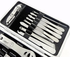 2TRIDENTS Set of 13 Pcs Nail Care Tool Set Professional Manicure Pedicure Grooming Tool Set with Box for Salon Home Use