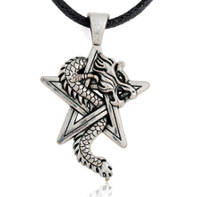 Load image into Gallery viewer, ENXICO Dragon with Pentagram Amulet Pendant Necklace ? Silver Color ? Wicca Pagan Witchraft Jewelry