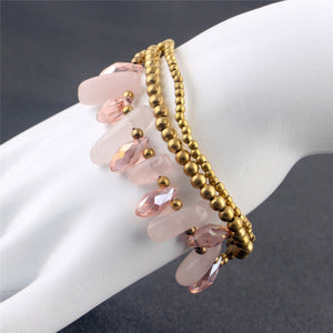 HoliStone Multi Layer Natural Crystal Stone Boho Bead Bracelet for Women ? 7 inches