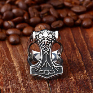 ENXICO Thor's Hammer Mjolnir Ring ? 316L Stainless Steel ? Norse Scandinavian Viking Jewelry