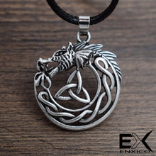 Load image into Gallery viewer, ENXICO Celtic Wolf Pendant Necklace with Triquetra Celtic Knot Pattern ? Zodiac Animal Spirit Totem ? Irish Celtic Jewelry