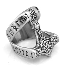 Load image into Gallery viewer, ENXICO Runic Thor&#39;s Hammer Mjolnir Ring ? 316L Stainless Steel ? Norse Scandinavian Viking Jewelry (13)