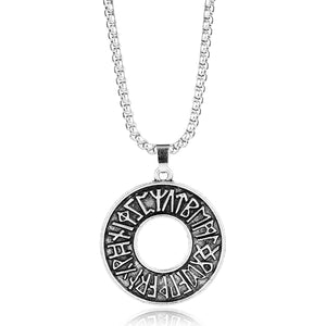 ENXICO Rune Letter Circle Pendant Necklace ? Nordic Scandinavian Viking Jewelry