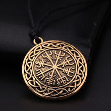 Load image into Gallery viewer, ENXICO Vegvisir Viking Compass Pendant Necklace with Celtic Knot Circle Surrounding ? Bronze Color ? Nordic Scandinavian Viking Jewelry