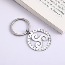Load image into Gallery viewer, GUNGNEER Triquetra Celtic Infinity Necklace Triskle Runes Key Chain Stainless Steel Jewelry Set