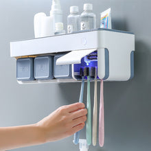 Load image into Gallery viewer, 2TRIDENTS Antibacteria UV Tooth Brush Holder Automatic Toothpaste Dispenser Holder Toothbrush Wall Mount Rack Bathroom Storage &amp; Organisation (Light Grey)