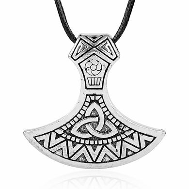 ENXICO Viking Axe Head Amulet Pendant Necklace with Triquetra Knot Pattern ? Norse Scandinavia Viking Jewelry