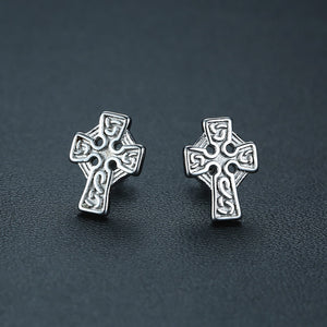 GUNGNEER Celtic Knot Triskele Pendant Necklace with Cross Earrings Stainless Steel Jewelry Set