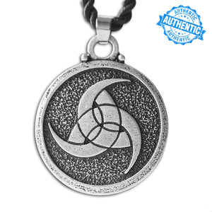 ENXICO Odin's Triple Horn Amulet Pendant Necklace with Rune Circle ? Double Face ? Grey Color ? Nordic Scandinavian Viking Jewelry