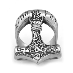 ENXICO Runic Thor's Hammer Mjolnir Ring ? 316L Stainless Steel ? Norse Scandinavian Viking Jewelry (11)