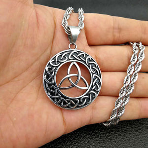ENXICO Trinity Celtic Knot with Sailor’s Knot Circle Pendant Necklace ? 316L Stainless Steel ? Irish Celtic Jewelry