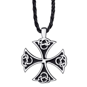 GUNGNEER Stainless Steel Celtic Knot Ring with Cross Necklace Jewelry Accessories Set Men Women