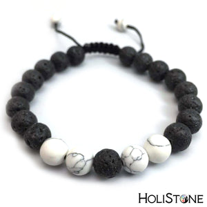HoliStone Natural Black Lava Stone and Tiger Eye Stones Beaded Bracelet ? Anxiety Stress Relief Yoga Meditation Energy Balancing Lucky Charm Bracelet for Women and Men