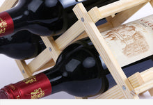 Load image into Gallery viewer, 2TRIDENTS Wooden Wine Rack 6 Bottles Standing Wooden Bottle Storage Shelf for Bar Basement Kitchen Dining Room
