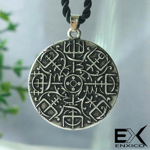 ENXICO Aegishjalmur Helm of Awe Amulet Pendant Necklace ? Grey Color ? Norse Scandinavian Viking Jewelry