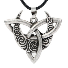 Load image into Gallery viewer, ENXICO Triquetra Knot with Crescent Moon Amulet Pendant Necklace ? Silver Color ? Pagan Wicca Witchcraft Jewelry