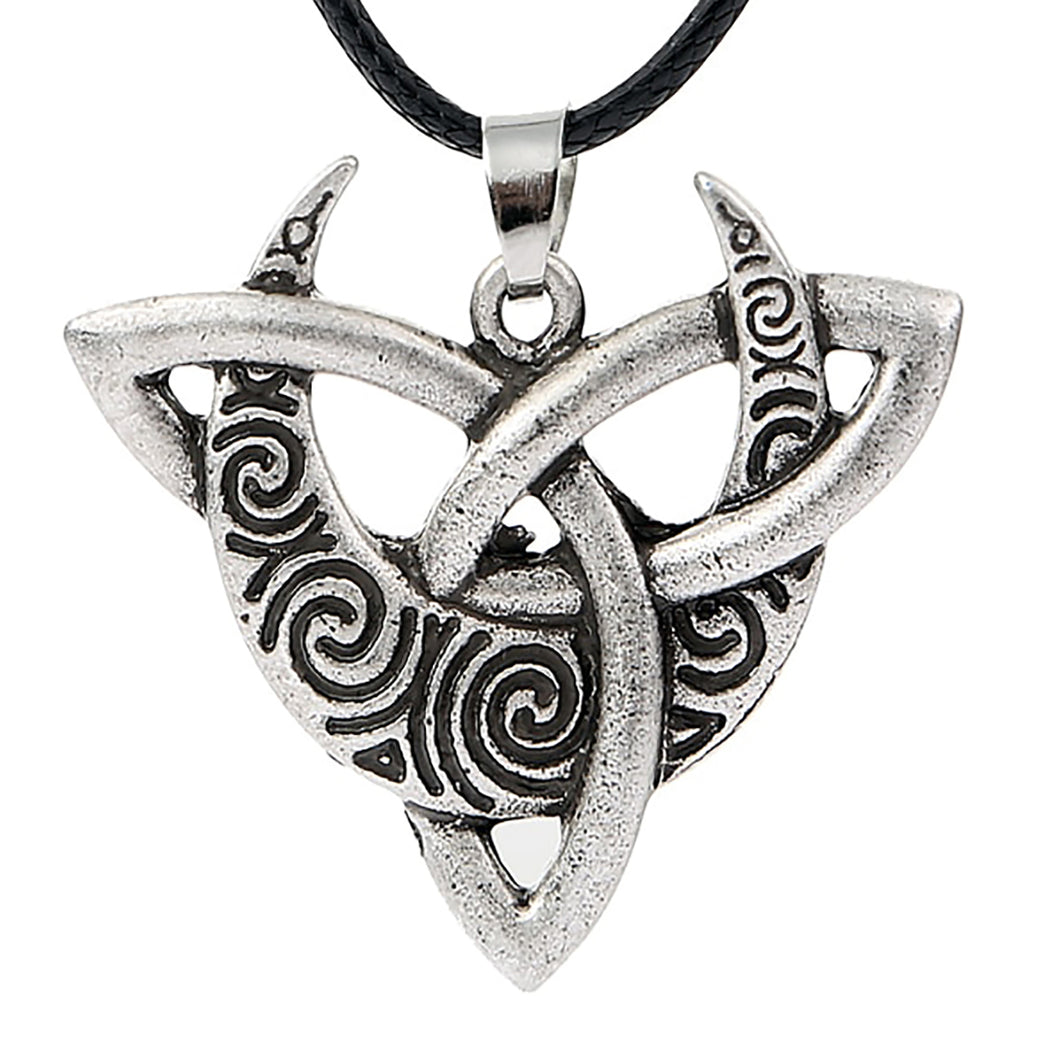 ENXICO Triquetra Knot with Crescent Moon Amulet Pendant Necklace ? Silver Color ? Pagan Wicca Witchcraft Jewelry