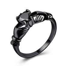 Load image into Gallery viewer, ENXICO Black Caddagh Heart Ring for Women ? 316L Stainless Steel ? Irish Celtic Jewelry (Black, 10)