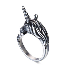 Load image into Gallery viewer, ENXICO Black Unicorn Ring for Men ? Best Gift for Unicorn Lover ? 316L Stailess Steel ? Legendary Animal Jewelry (10)