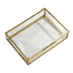 2TRIDENTS Geometric Glass Style Jewelry Box - Decorations Glass Gift Holder Jewelry Storage Box for Women