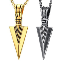 Load image into Gallery viewer, ENXICO Tribal Spearhead Symbol Pendant Necklace ? 316L Stainless Steel ? Tribal Style Jewelry (Gold)