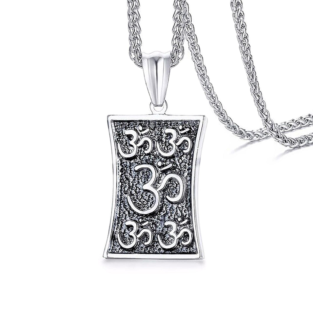GUNGNEER Om Necklace Dog Tag Stainless Steel Strength Jewelry Accessory For Men Women