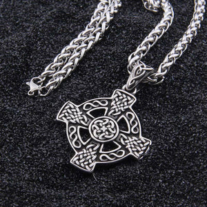 GUNGNEER Celtic Knot Trinity Cross Pendant Necklace Stainless Steel Jewelry Wheat Chain