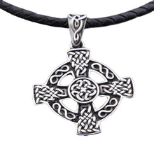 Load image into Gallery viewer, GUNGNEER Celtic Knot Trinity Cross Pendant Necklace Stainless Steel Jewelry Wheat Chain