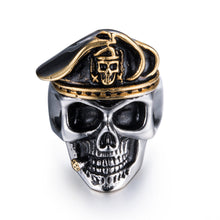 Load image into Gallery viewer, GUNGNEER 2 Pcs Stainless Steel Skeleton Biker Pirate Skull Ring Gothic Jewelry Set Men Women