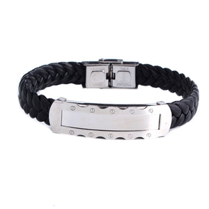 GUNGNEER Stainless Steel Cross Leather Bracelet Jesus Jewelry Accessory Gift For Men Women