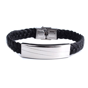 GUNGNEER Stainless Steel Cross Leather Bracelet Jesus Jewelry Accessory Gift For Men Women