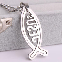 Load image into Gallery viewer, GUNGNEER Jesus Cross Necklace Ichthys Fish Christian Jewelry Accessory Gift For Men Women