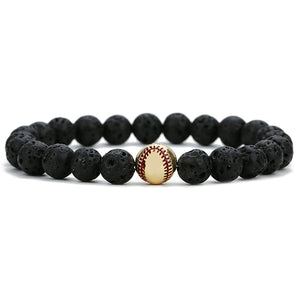 GUNGNEER Trendy Baseball Bead Bracelet Stone Sports Jewelry Accessory For Men Women