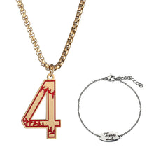 Load image into Gallery viewer, GUNGNEER Baseball Number Stainless Steel Pendant Necklace with Bracelet Sport Jewelry Set