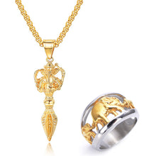 Load image into Gallery viewer, GUNGNEER Ganesha Om Pendant Necklace Hindu Spiritual Elephant Ring Jewelry Set For Men Women