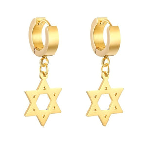 GUNGNEER Women's Stainless Steel Jewelry Israel David Star Earrings Israel Accessory Gift