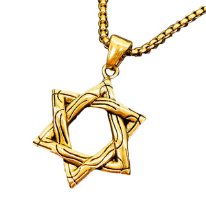 GUNGNEER Stainless Steel Jewish Pendant Jewelry David Star Necklace Accessory For Men Women