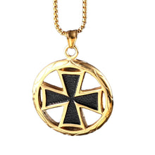 Load image into Gallery viewer, GUNGNEER Templar Cross Necklace Round Pendant Necklace Bracelet Stainless Steel Jewelry Set