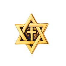 Load image into Gallery viewer, GUNGNEER Star of David Cross Pins Stainless Steel Star Lapel Pins Jewelry For Men Women